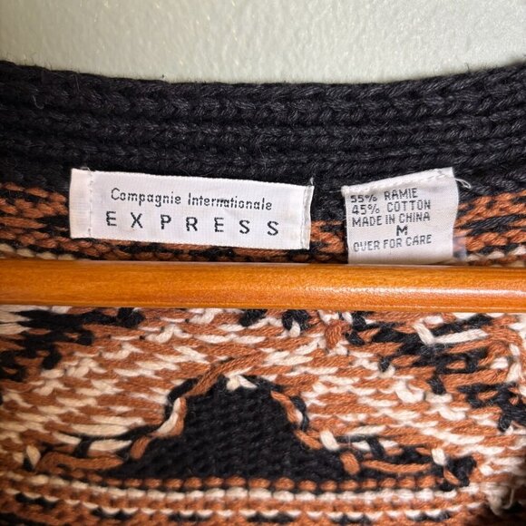 Vintage Campagnie Internationale Express Fair Isle Sweater Women Sz Medium Ramie - Picture 11 of 15